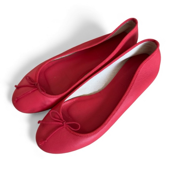 J. Crew Italian Leather Classic Ballet Flats Bow Detail Christmas Preppy Red 6 - Picture 5 of 9